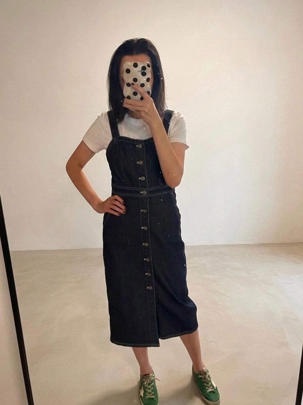 Lee dark Denim Button-Front Overall Dress
